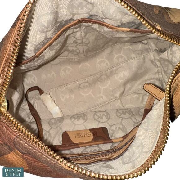 Michael Kors Camouflage Satchel Bag with Gold Hardware & MK Charm Purse ~ RARE! - Picture 12 of 14